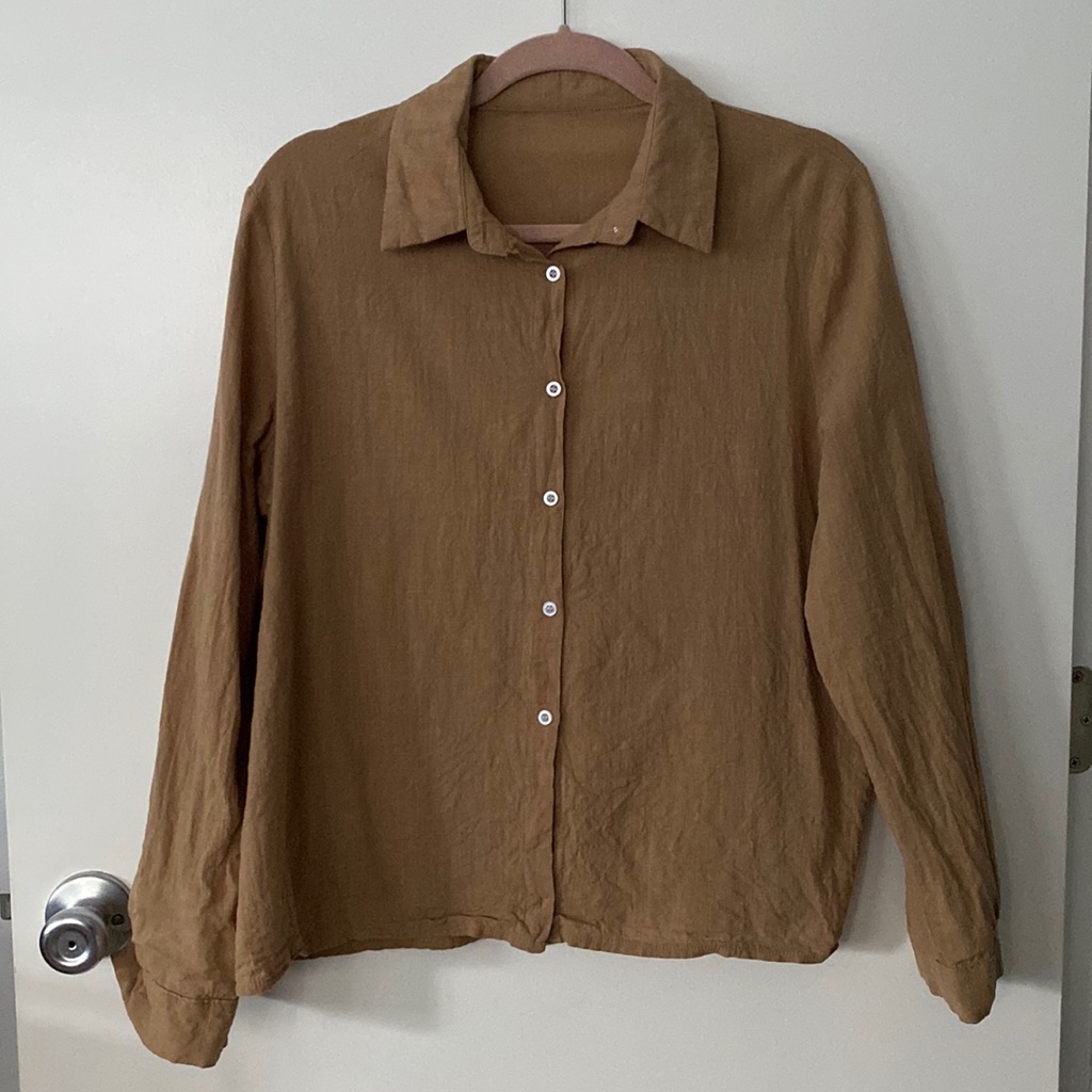 Camel Button-Down Top